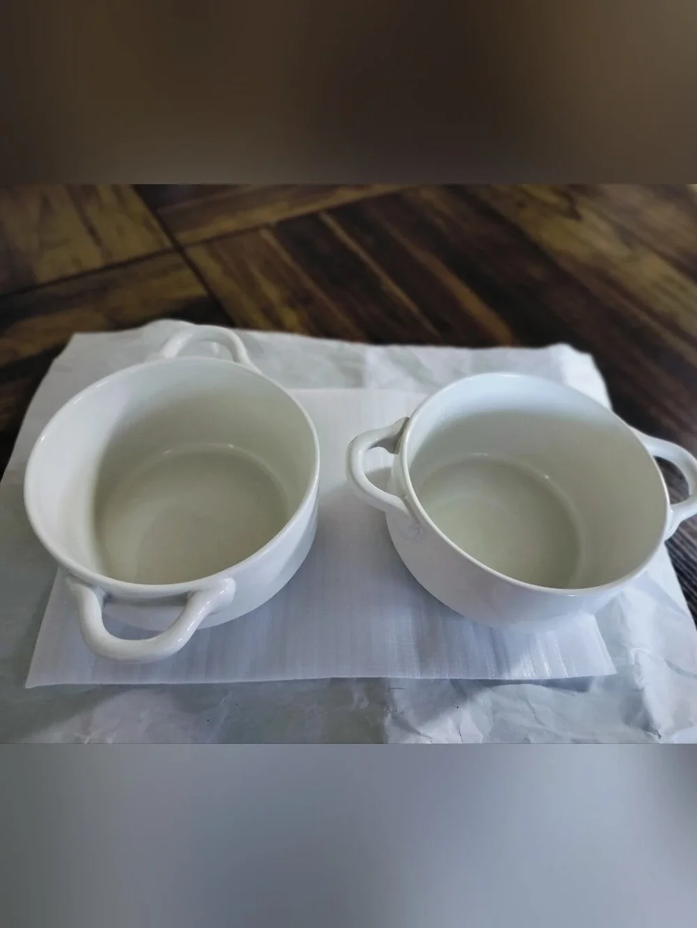 Sur La Table Handcrafted White Stoneware Double-Handled Soup Bowls - Set of 2
